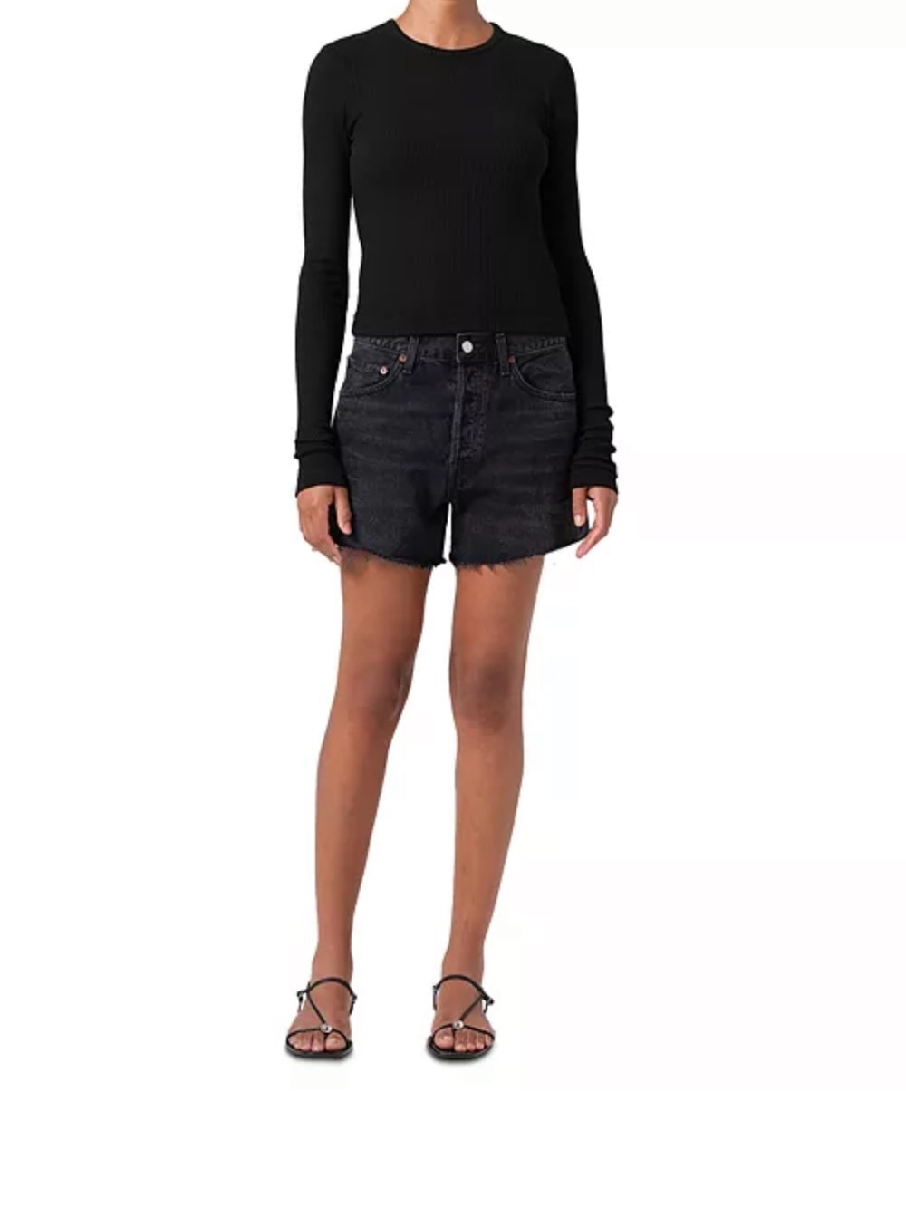 AGOLDE Black High-Rise Cutoff Denim Shorts